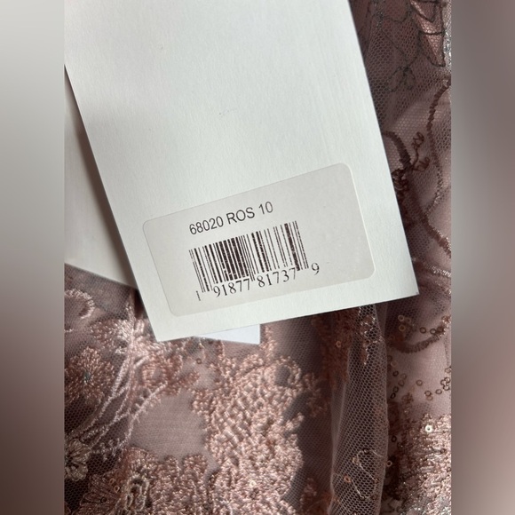 Mac Duggal 68020 NWT Embellished Illusion Long Sleeve Midi Dress in Rose - Picture 8 of 12